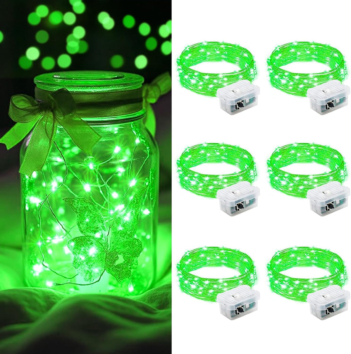 AIKEI 48 Pack LED Fairy Lights Battery Operated, Mini String Lights Waterproof 7 Feet 20 Led Firefly Starry Lighting for Wedding Party Bedroom Garden Halloween Christmas Decoration Colorful