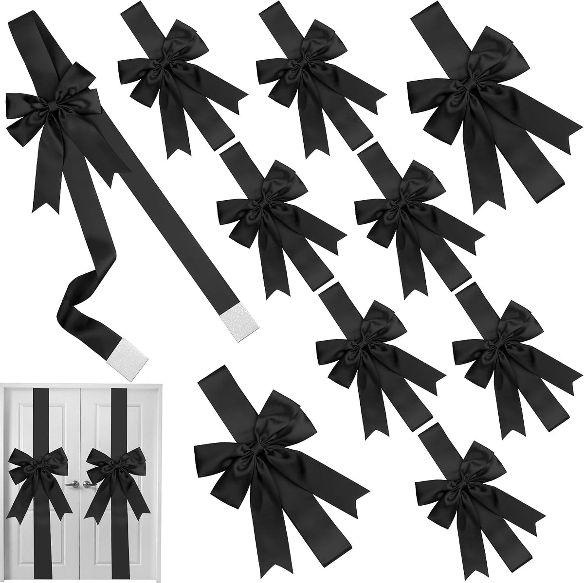MCEAST 6-Piece Christmas Cabinet Bows, Red & Green Polka Dot, 10x87 Inches, Polyester, Christmas Occasion