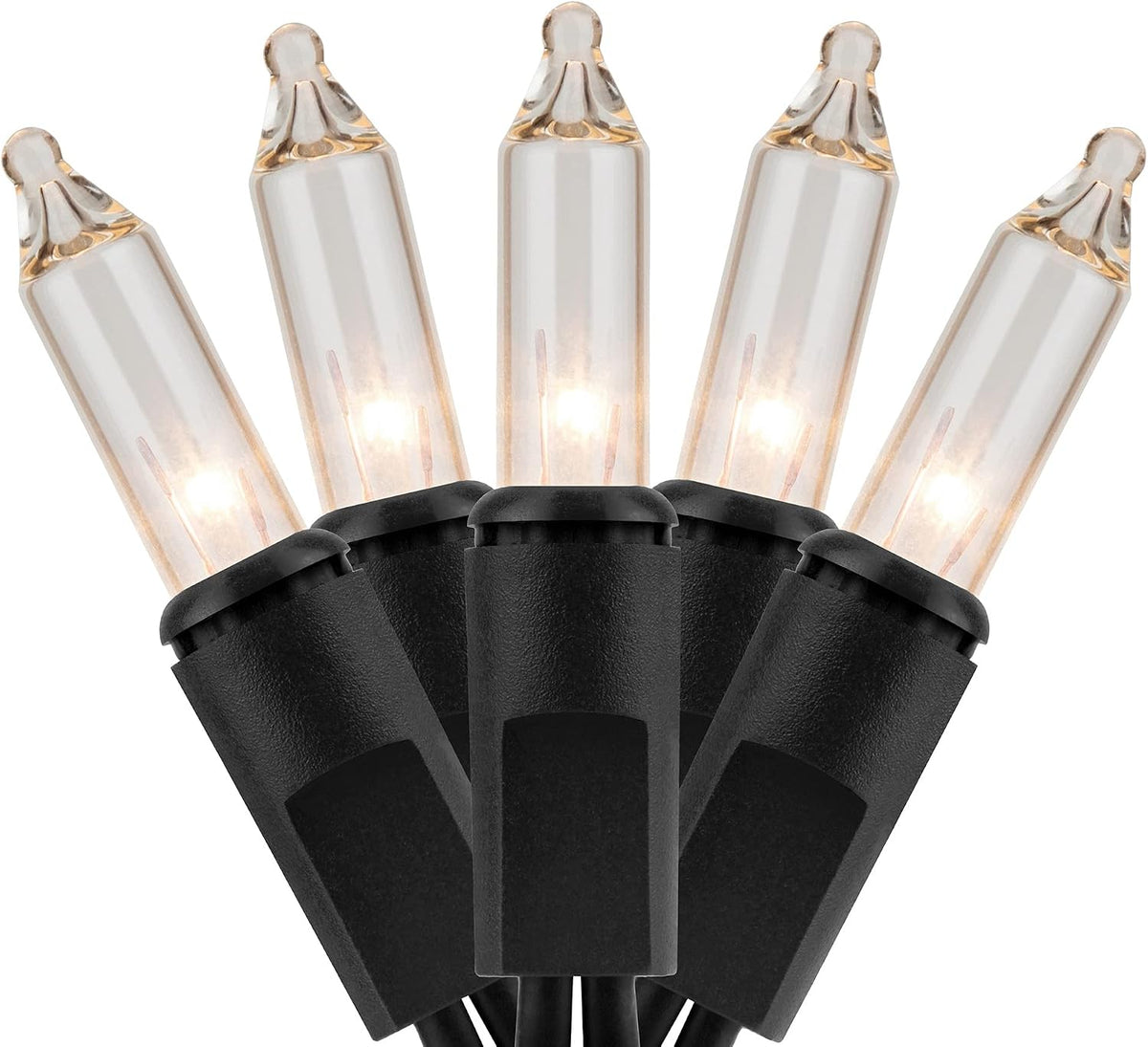 YULETIME 200 Clear Christmas String Lights, 2-Set 21 ft 100 ct Brown Wire | Incandescent Bulbs, End-to-End Connectable, UL Certified, 2-Strand, 200 Total Lights, 42' Total Length, 2.5 Spacing