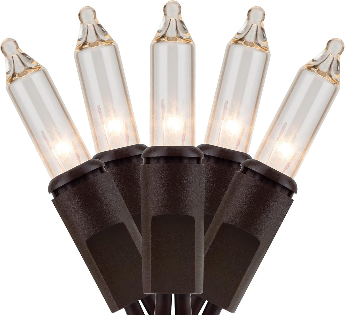 YULETIME 200 Clear Christmas String Lights, 2-Set 21 ft 100 ct Brown Wire | Incandescent Bulbs, End-to-End Connectable, UL Certified, 2-Strand, 200 Total Lights, 42' Total Length, 2.5 Spacing