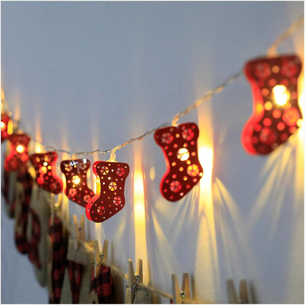 CAKERS Iron Christmas Decor String Light|Warm White Copper Wire Fairy Lights|Beautiful Light Displays for Party Bedroom Patio,A,3m(9.8ft)-20LED-USB