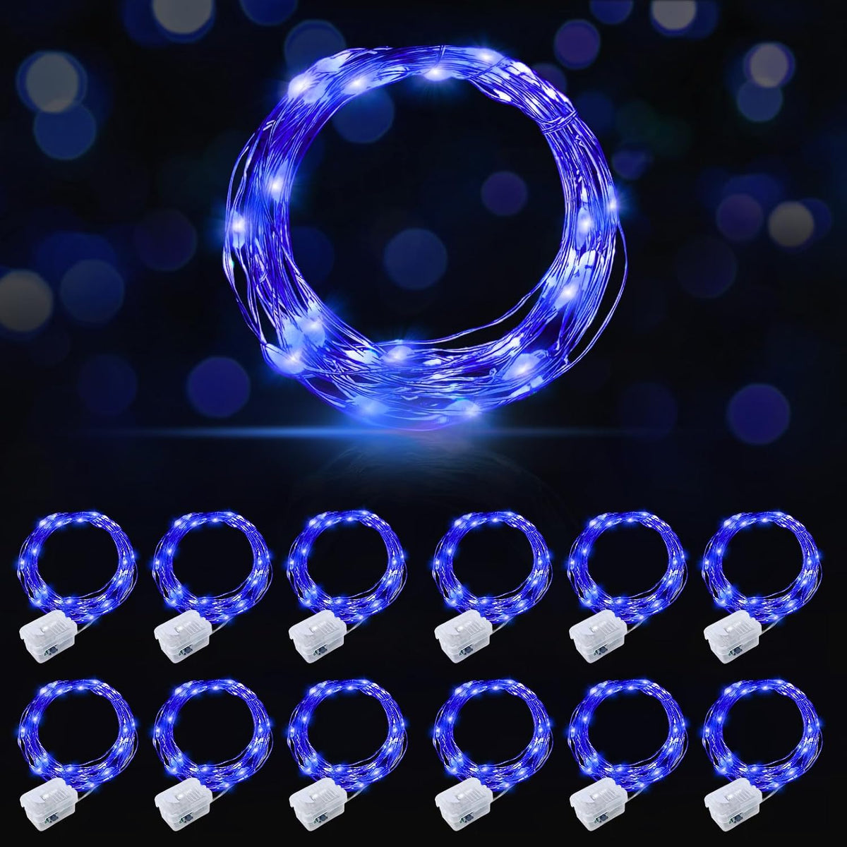 AIKEI 48 Pack LED Fairy Lights Battery Operated, Mini String Lights Waterproof 7 Feet 20 Led Firefly Starry Lighting for Wedding Party Bedroom Garden Halloween Christmas Decoration Colorful