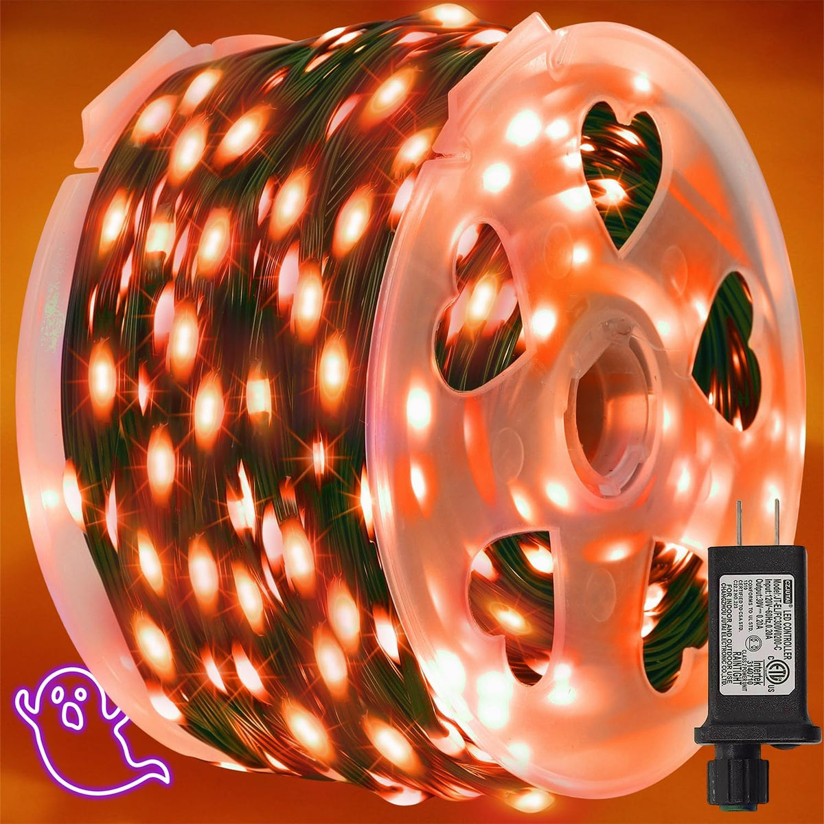 WATERGLIDE Extra Long 328 FT Halloween Lights, 1000 LED Outdoor Fairy String Light, Green PVC Copper Wire Christmas Lights, Plug in 8 Modes & Waterproof for Tree Party Home Yard Decor, Purple