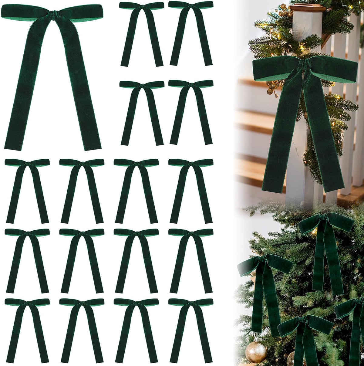 Glitinsel 24 Pcs Velvet Christmas Tree Bow, 10x18,1 w, Pastel | Vintage Christmas Ornaments Bow Velvet Ribbon Bows for Christmas Tree Garland Wreath Holiday Home Decorations