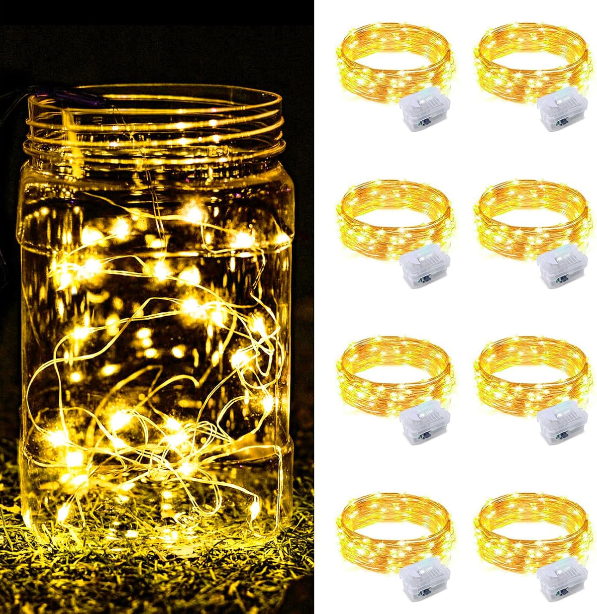 ZGWJ 24 Pack Multicolor Fairy Lights, Mini String Lights | Battery Operated 7 FT 20 LED Waterproof 3 Modes for DIY, Parties, Wedding, Halloween, Christmas Decoration