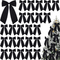 12 Pcs Black Large Christmas Velvet Bow, Xmas Tree Decor | 10x16 Inch Ribbon Design, Ideal for Wreath Garland Banner, Napkin Rings, Fireplace Indoor Outdoor Holiday Decoration