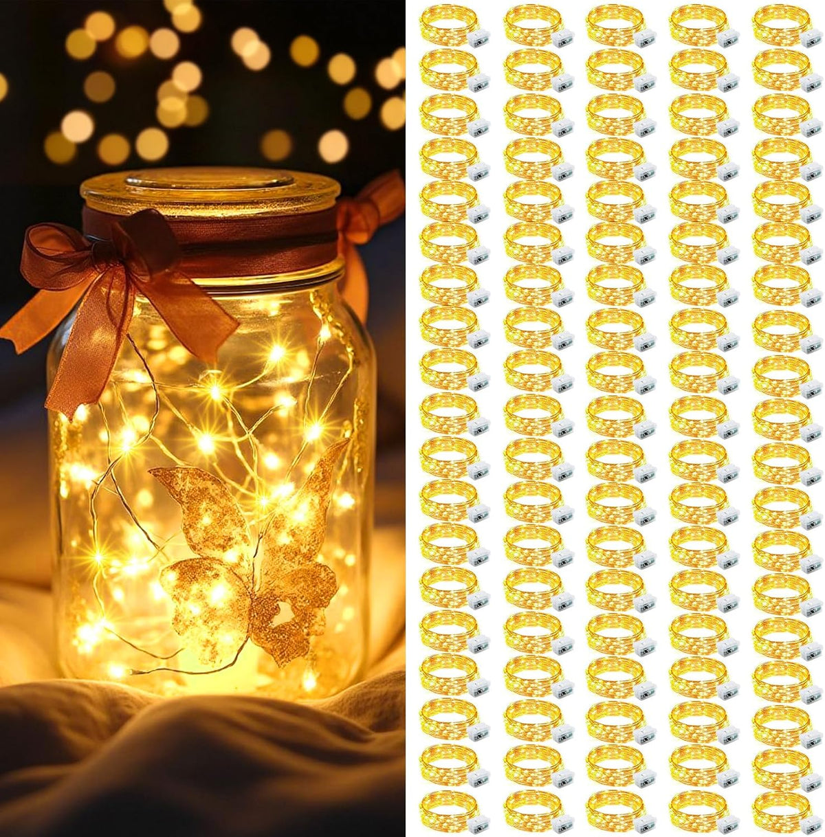 AIKEI 48 Pack LED Fairy Lights Battery Operated, Mini String Lights Waterproof 7 Feet 20 Led Firefly Starry Lighting for Wedding Party Bedroom Garden Halloween Christmas Decoration Colorful