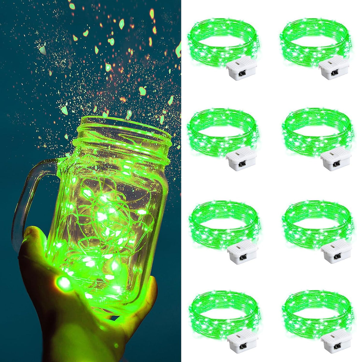 ZGWJ Fairy Lights Battery Operated, 50 Pack Twinkle String Lights 20 LED 7FT 3 Lighting Modes for Bedroom Decor, Easter, Halloween, Christmas, Party Indoor and Outdoor Decoration Colorful