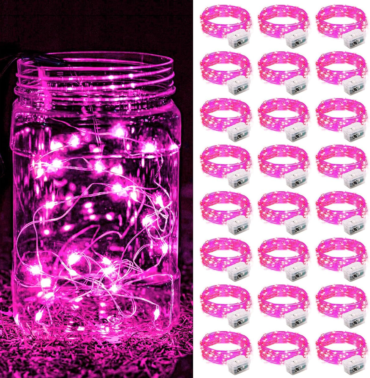 ZGWJ 24 Pack Multicolor Fairy Lights, Mini String Lights | Battery Operated 7 FT 20 LED Waterproof 3 Modes for DIY, Parties, Wedding, Halloween, Christmas Decoration