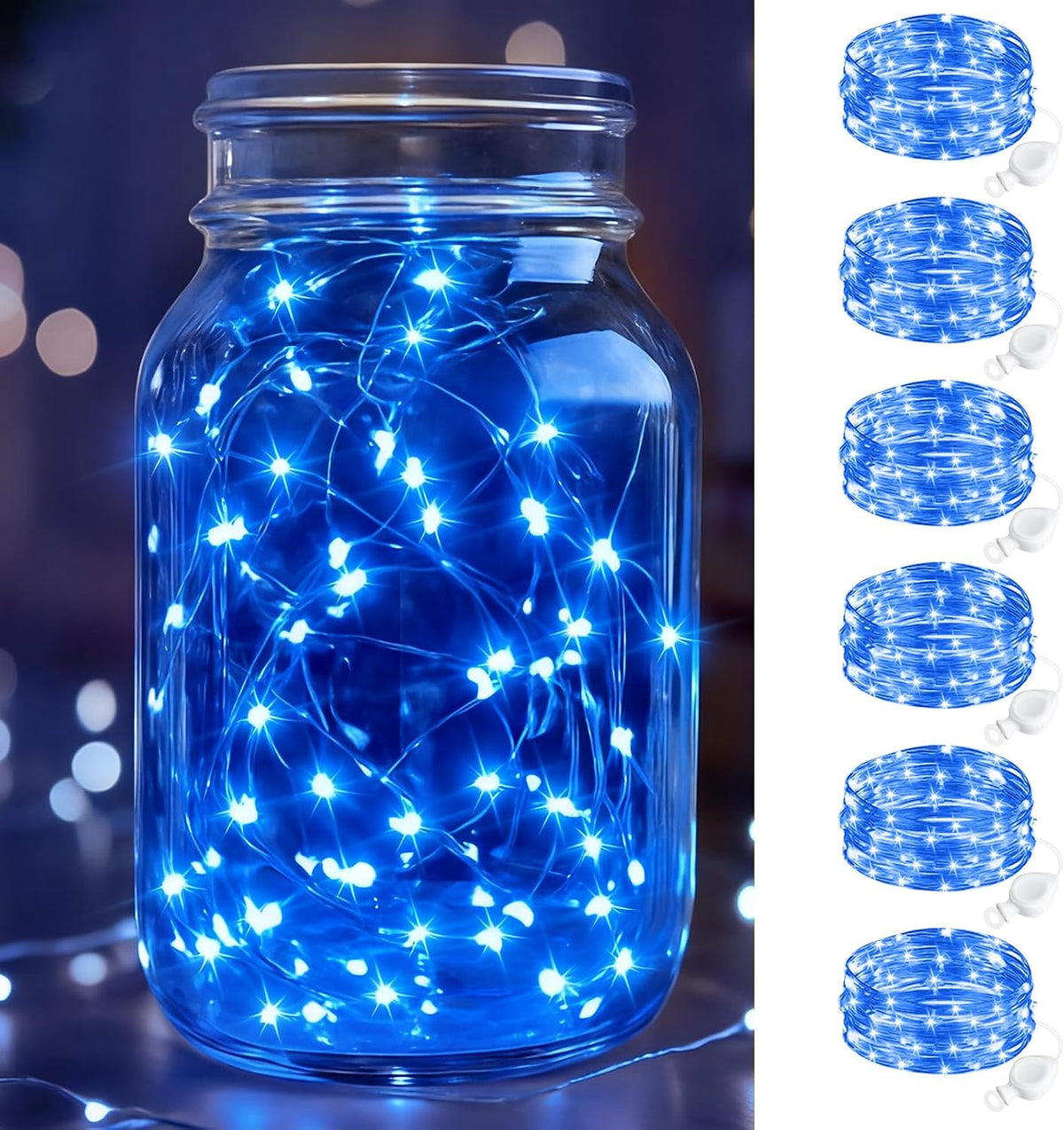btfarm 100 Pack Fairy Lights Battery Operated, 7FT 20 LED Mini String Lights Waterproof Silver Wire for Mason Jars Centerpiece Table Crafts Bedroom Christmas Decoration, Warm White