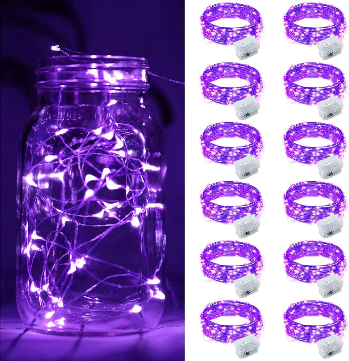 ZGWJ 24 Pack Multicolor Fairy Lights, Mini String Lights | Battery Operated 7 FT 20 LED Waterproof 3 Modes for DIY, Parties, Wedding, Halloween, Christmas Decoration