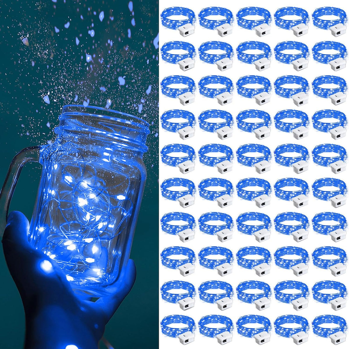 ZGWJ Fairy Lights Battery Operated, 50 Pack Twinkle String Lights 20 LED 7FT 3 Lighting Modes for Bedroom Decor, Easter, Halloween, Christmas, Party Indoor and Outdoor Decoration Colorful
