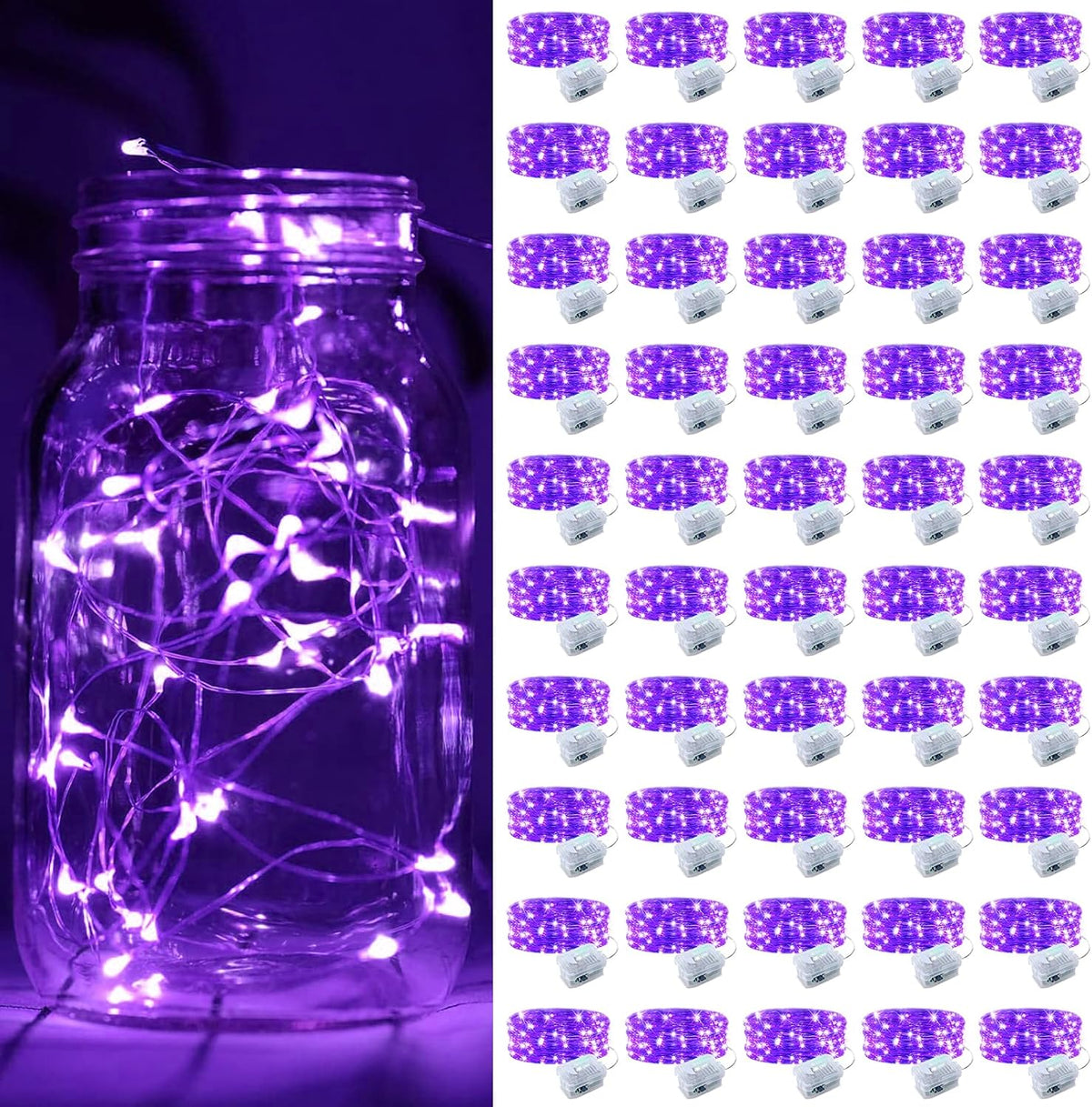 ZGWJ 24 Pack Multicolor Fairy Lights, Mini String Lights | Battery Operated 7 FT 20 LED Waterproof 3 Modes for DIY, Parties, Wedding, Halloween, Christmas Decoration