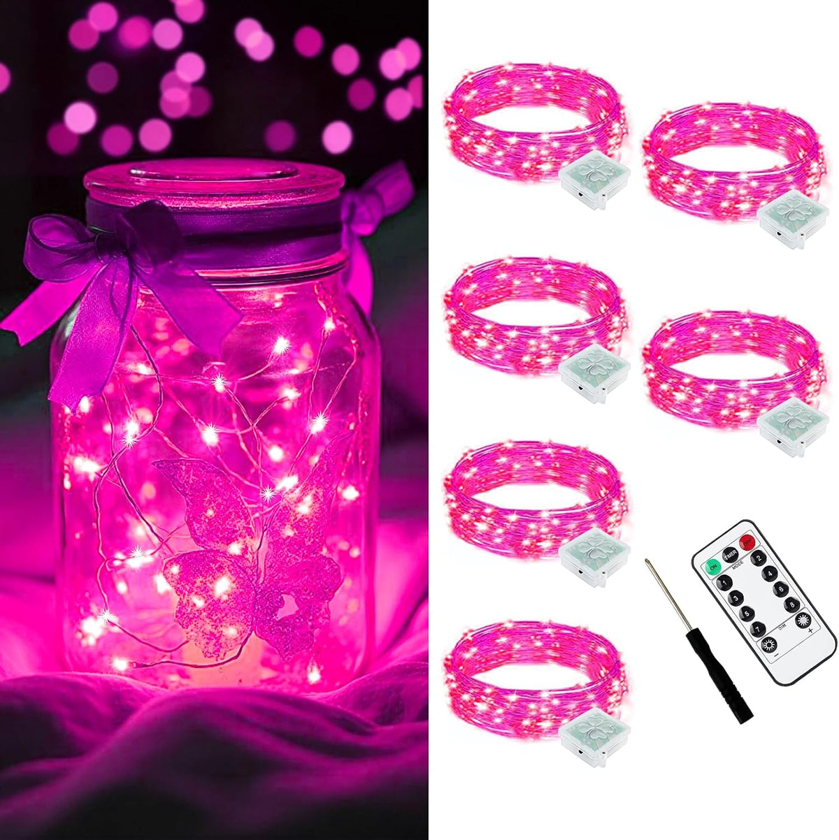 AIKEI 48 Pack LED Fairy Lights Battery Operated, Mini String Lights Waterproof 7 Feet 20 Led Firefly Starry Lighting for Wedding Party Bedroom Garden Halloween Christmas Decoration Colorful