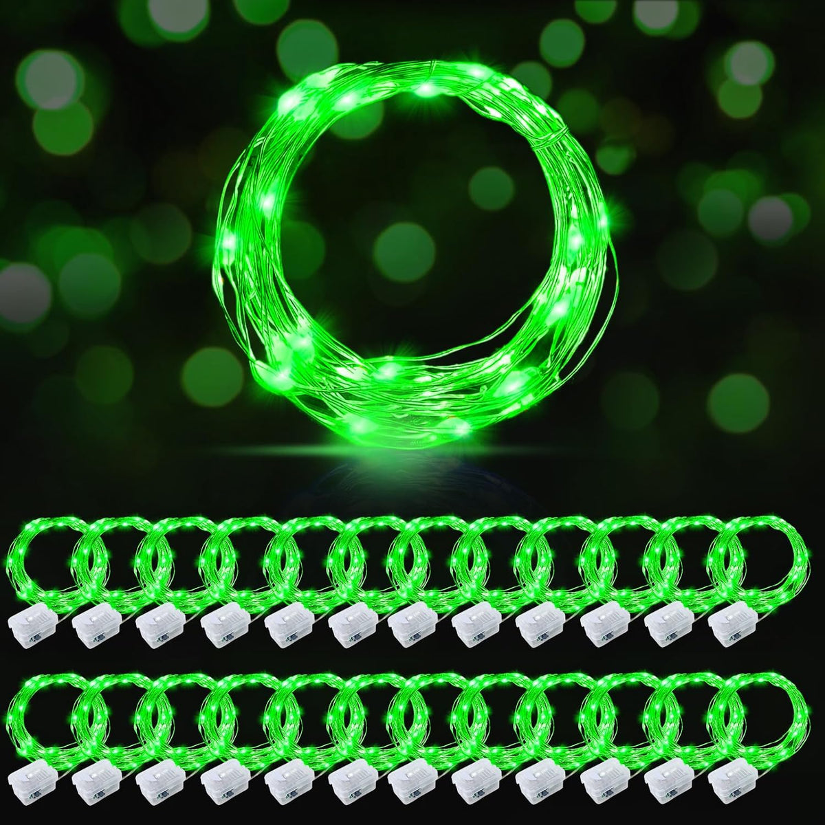 AIKEI 48 Pack LED Fairy Lights Battery Operated, Mini String Lights Waterproof 7 Feet 20 Led Firefly Starry Lighting for Wedding Party Bedroom Garden Halloween Christmas Decoration Colorful