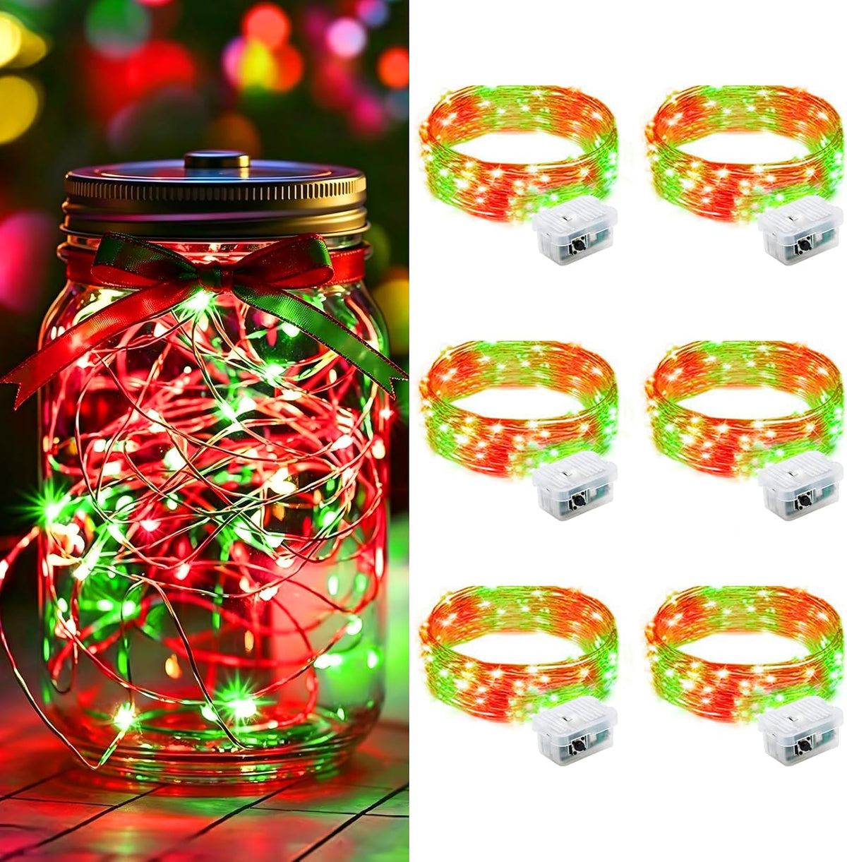 AIKEI 48 Pack LED Fairy Lights Battery Operated, Mini String Lights Waterproof 7 Feet 20 Led Firefly Starry Lighting for Wedding Party Bedroom Garden Halloween Christmas Decoration Colorful