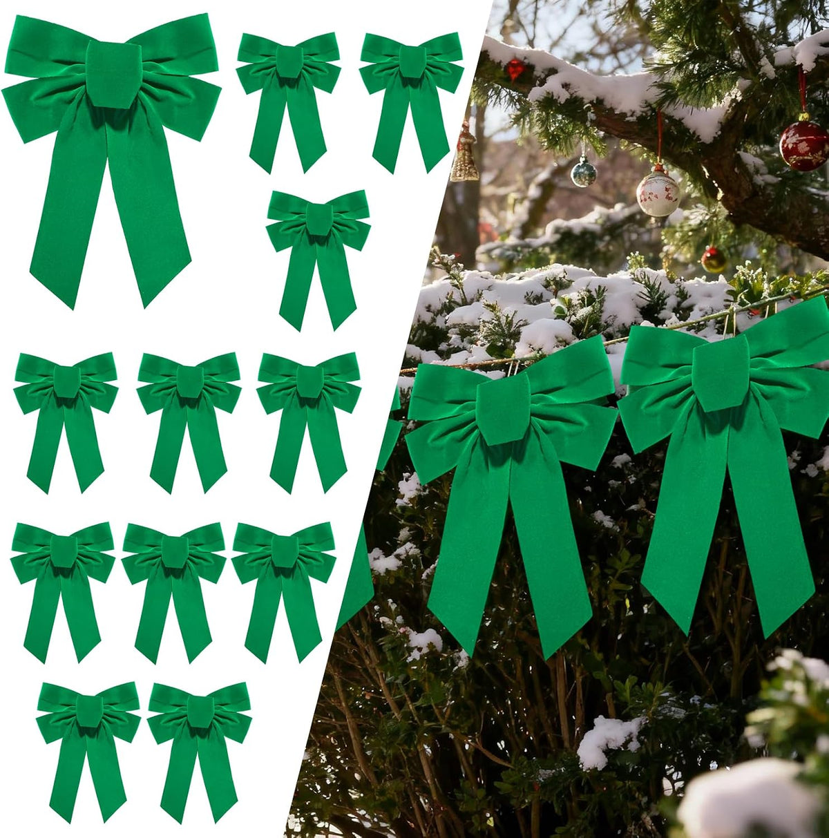 LaRibbons 13 x 9 Burgundy Velvet Christmas Bows Outdoor Decorations | 8 Pack Decorative Bows for Wreath, Tree, Garland & Holiday Decor, Indoor Outdoor Christmas Decorations