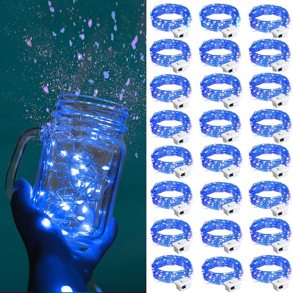 ZGWJ Fairy Lights Battery Operated, 50 Pack Twinkle String Lights 20 LED 7FT 3 Lighting Modes for Bedroom Decor, Easter, Halloween, Christmas, Party Indoor and Outdoor Decoration Colorful