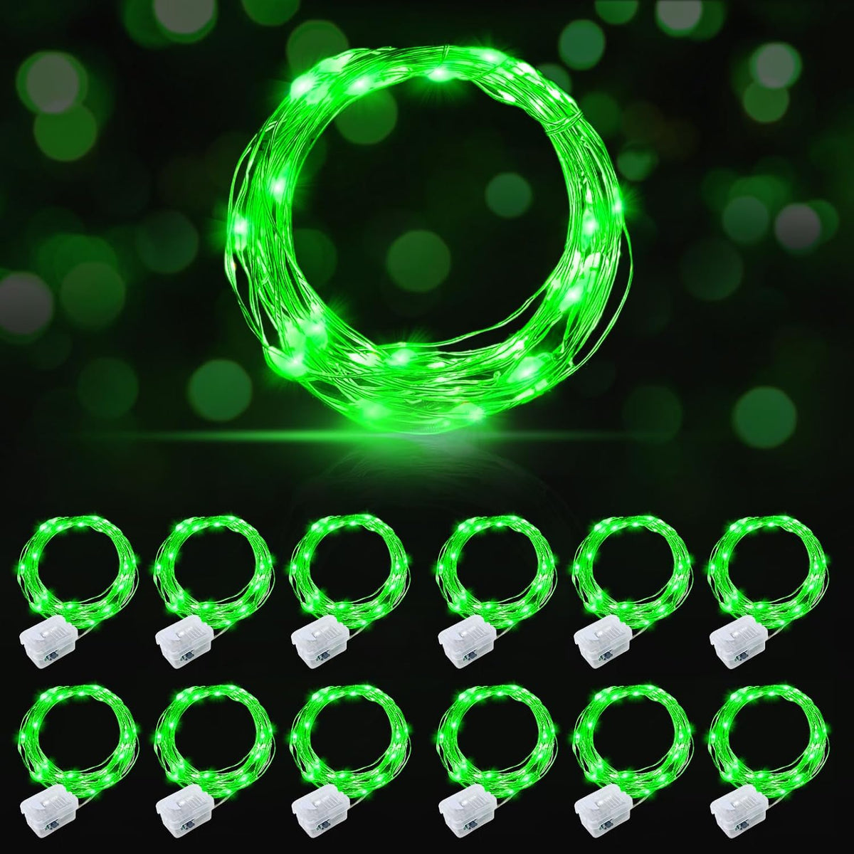 AIKEI 48 Pack LED Fairy Lights Battery Operated, Mini String Lights Waterproof 7 Feet 20 Led Firefly Starry Lighting for Wedding Party Bedroom Garden Halloween Christmas Decoration Colorful
