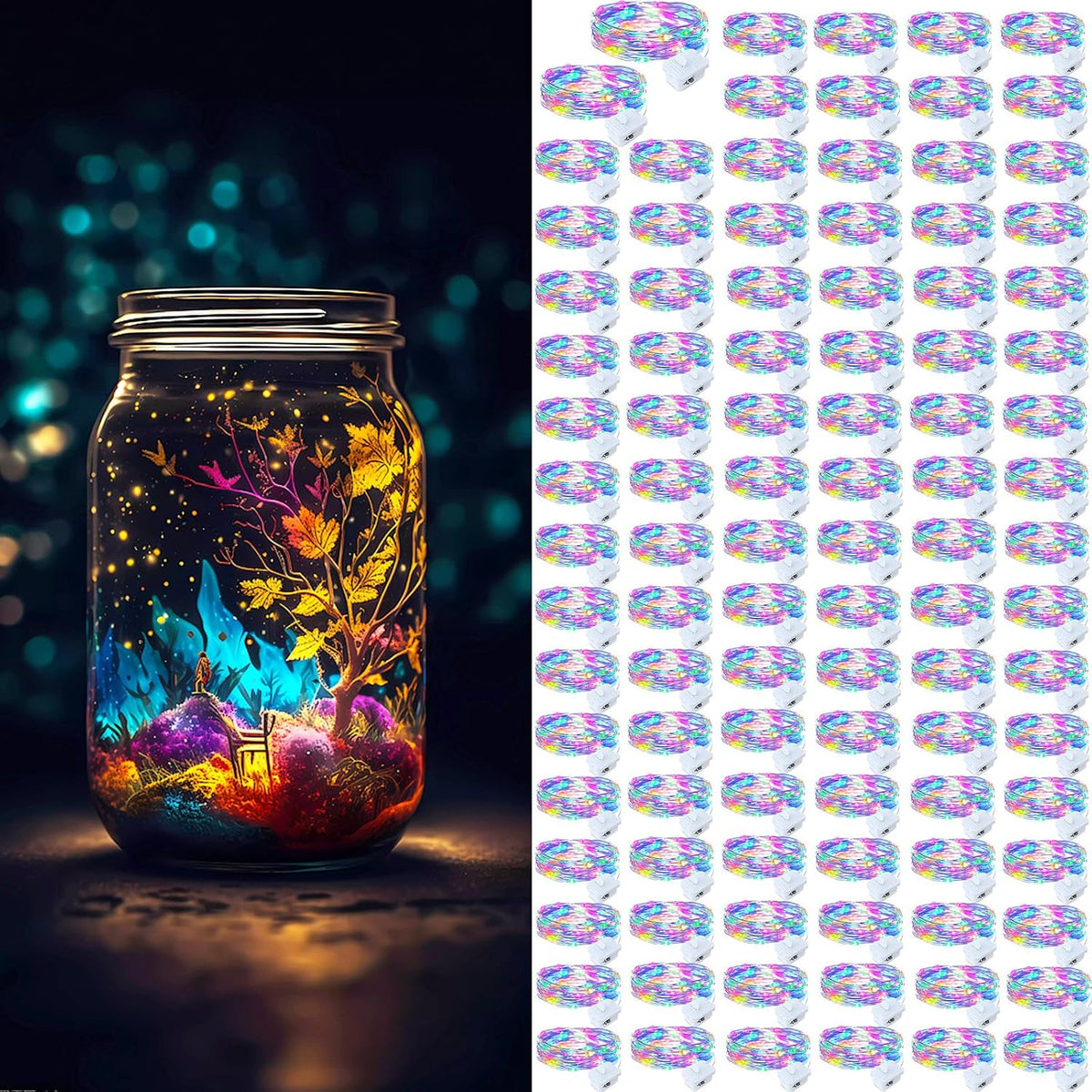 ZGWJ Fairy Lights Battery Operated, 50 Pack Twinkle String Lights 20 LED 7FT 3 Lighting Modes for Bedroom Decor, Easter, Halloween, Christmas, Party Indoor and Outdoor Decoration Colorful
