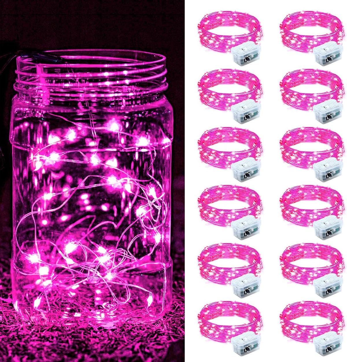 ZGWJ 24 Pack Multicolor Fairy Lights, Mini String Lights | Battery Operated 7 FT 20 LED Waterproof 3 Modes for DIY, Parties, Wedding, Halloween, Christmas Decoration