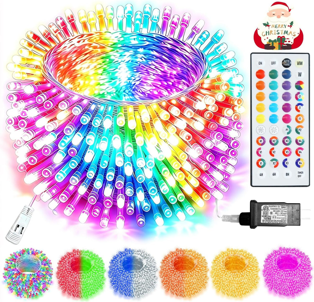 Pooqla 500 LED Warm White String Lights Indoor Outdoor, 164 ft Christmas Lights Plug in with Timer, Connectable 8 Modes Waterproof Clear Wire Twinkle Fairy Lights for Bedroom Party Classroom Decor