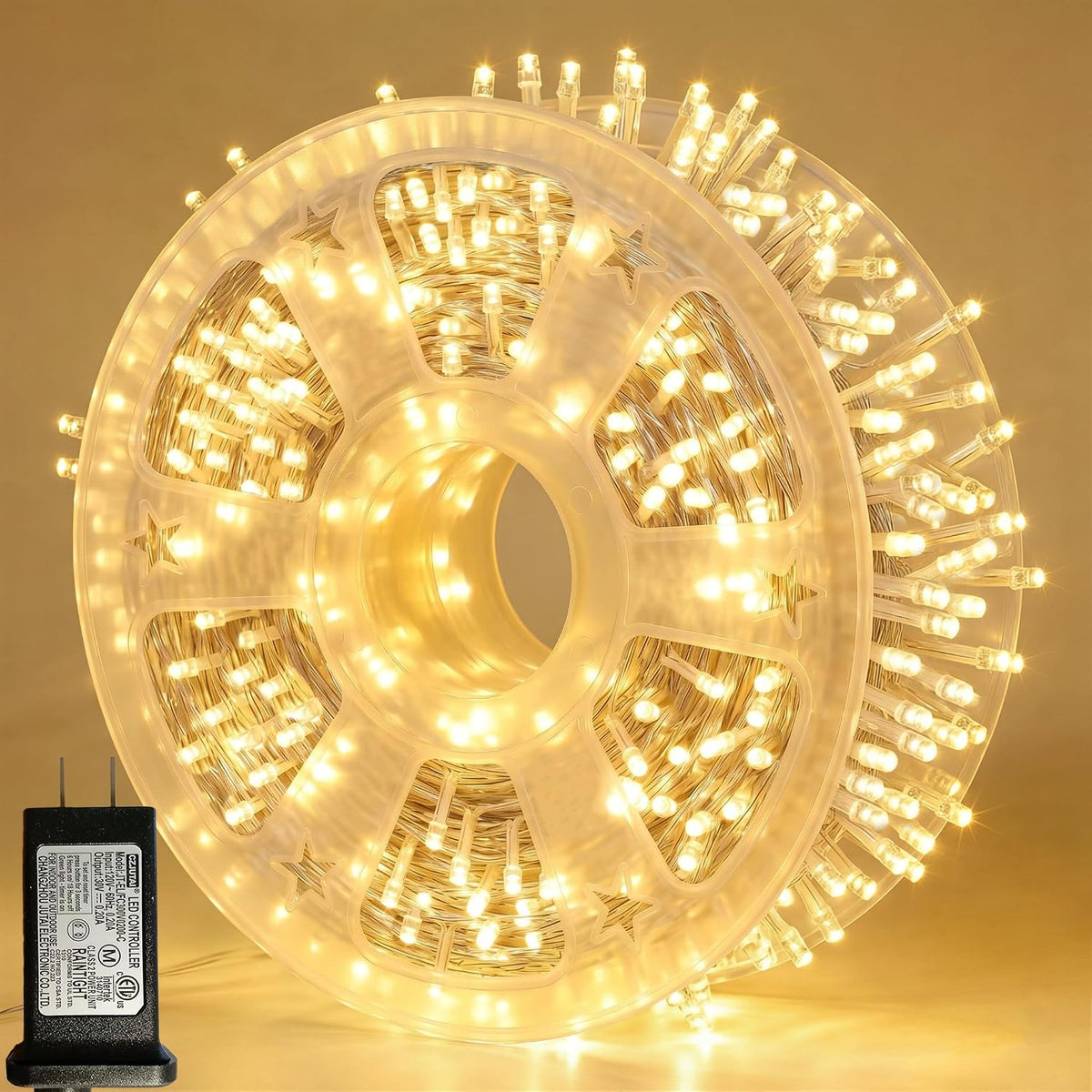 Pooqla 500 LED Warm White String Lights Indoor Outdoor, 164 ft Christmas Lights Plug in with Timer, Connectable 8 Modes Waterproof Clear Wire Twinkle Fairy Lights for Bedroom Party Classroom Decor