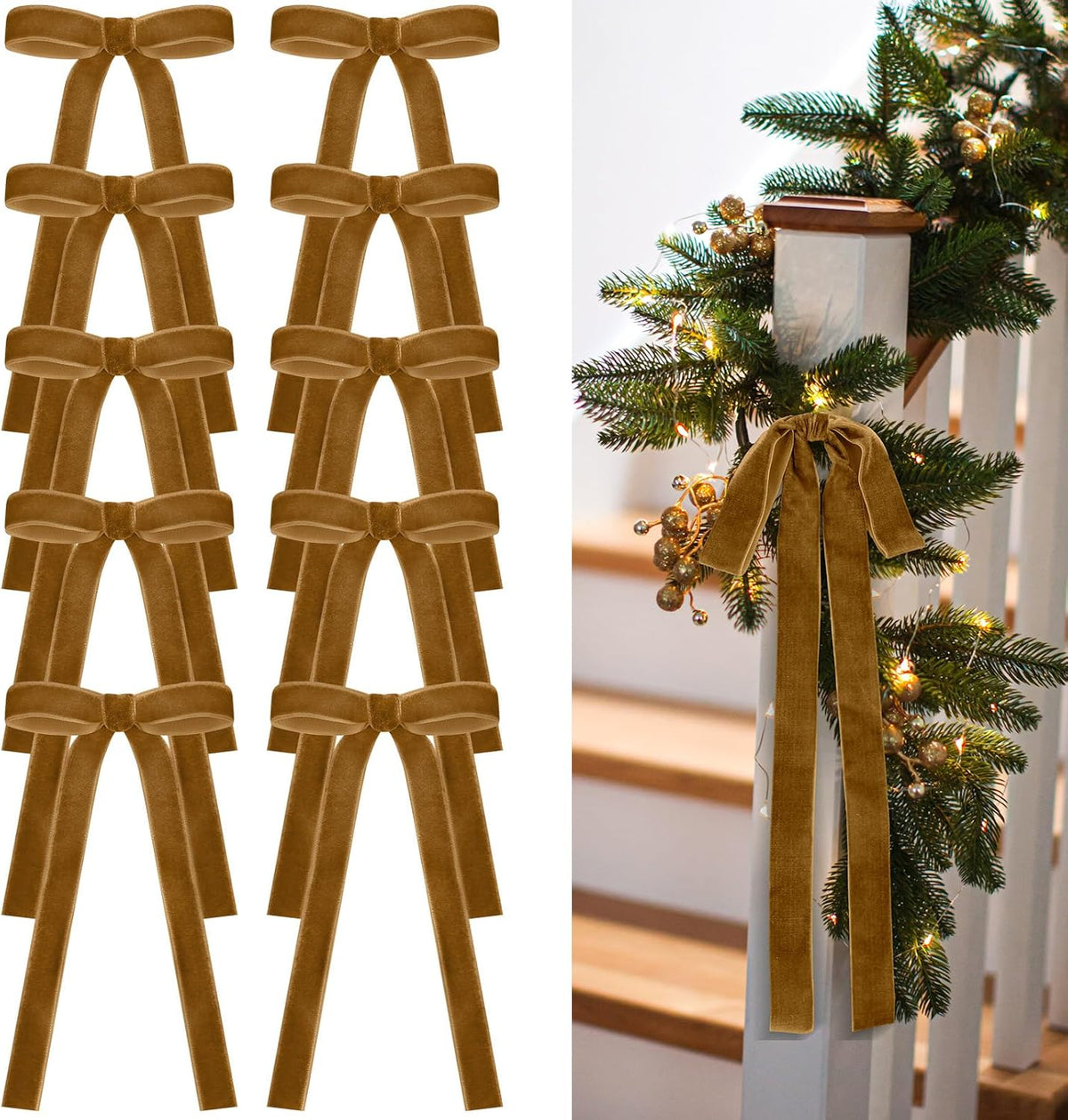 Glitinsel 24 Pcs Velvet Christmas Tree Bow, 10x18,1 w, Pastel | Vintage Christmas Ornaments Bow Velvet Ribbon Bows for Christmas Tree Garland Wreath Holiday Home Decorations