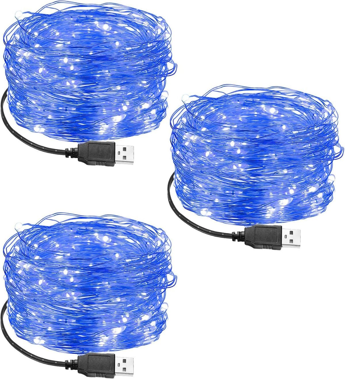 Macarrie 18 Pcs USB Fairy Lights 16 ft 50 LED String, Warm White, Black USB | Silver Wire for Christmas Halloween Bedroom Party Wedding Garden, Xmas Indoor Outdoor Decor, USB Plug and Play Power