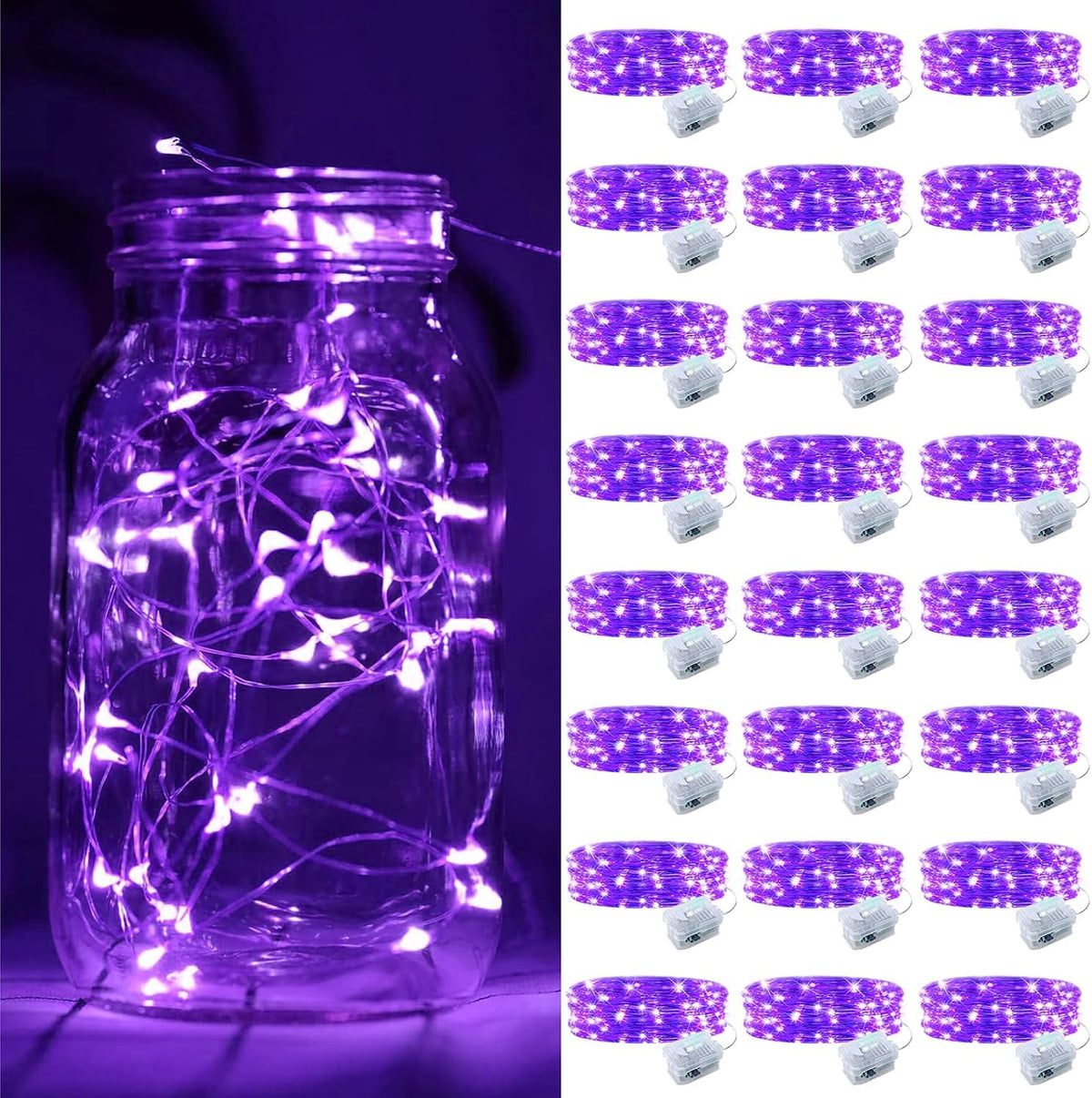 ZGWJ 24 Pack Multicolor Fairy Lights, Mini String Lights | Battery Operated 7 FT 20 LED Waterproof 3 Modes for DIY, Parties, Wedding, Halloween, Christmas Decoration