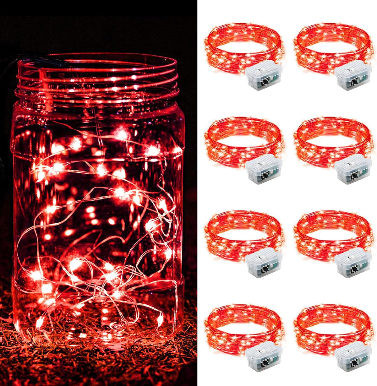 ZGWJ 24 Pack Multicolor Fairy Lights, Mini String Lights | Battery Operated 7 FT 20 LED Waterproof 3 Modes for DIY, Parties, Wedding, Halloween, Christmas Decoration