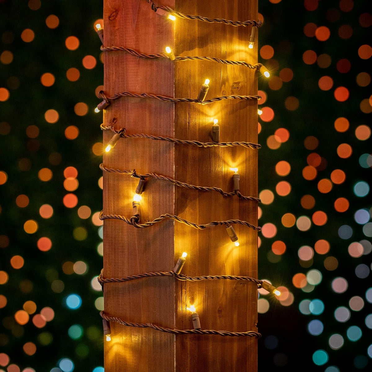 Festive Living 100 Warm White Wide Angle LED Mini Lights On Brown Wire | 34 Ft Commercial Grade Christmas String Lights, Full Wave No Flicker, Indoor & Outdoor UL Listed, Connect Up to 21 Sets