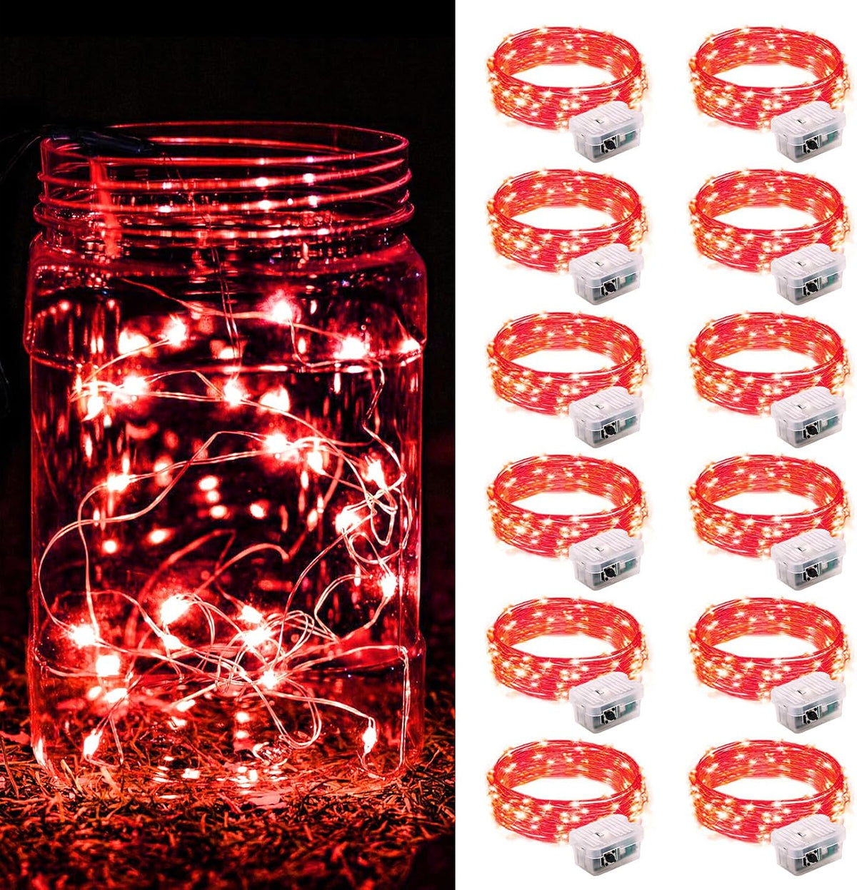 ZGWJ 24 Pack Multicolor Fairy Lights, Mini String Lights | Battery Operated 7 FT 20 LED Waterproof 3 Modes for DIY, Parties, Wedding, Halloween, Christmas Decoration