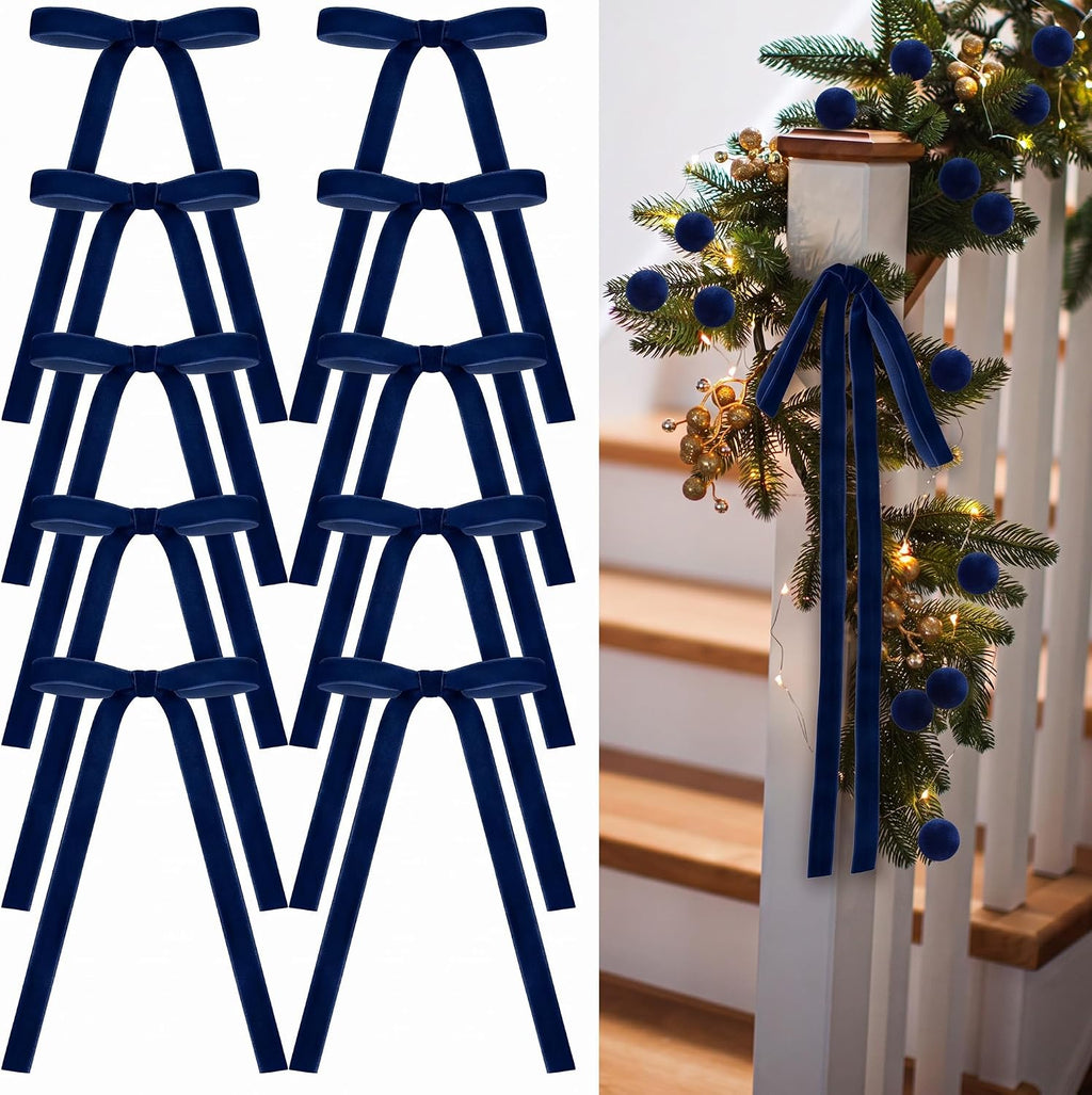 Glitinsel 24 Pcs Velvet Christmas Tree Bow, 10x18,1 w, Pastel | Vintage Christmas Ornaments Bow Velvet Ribbon Bows for Christmas Tree Garland Wreath Holiday Home Decorations