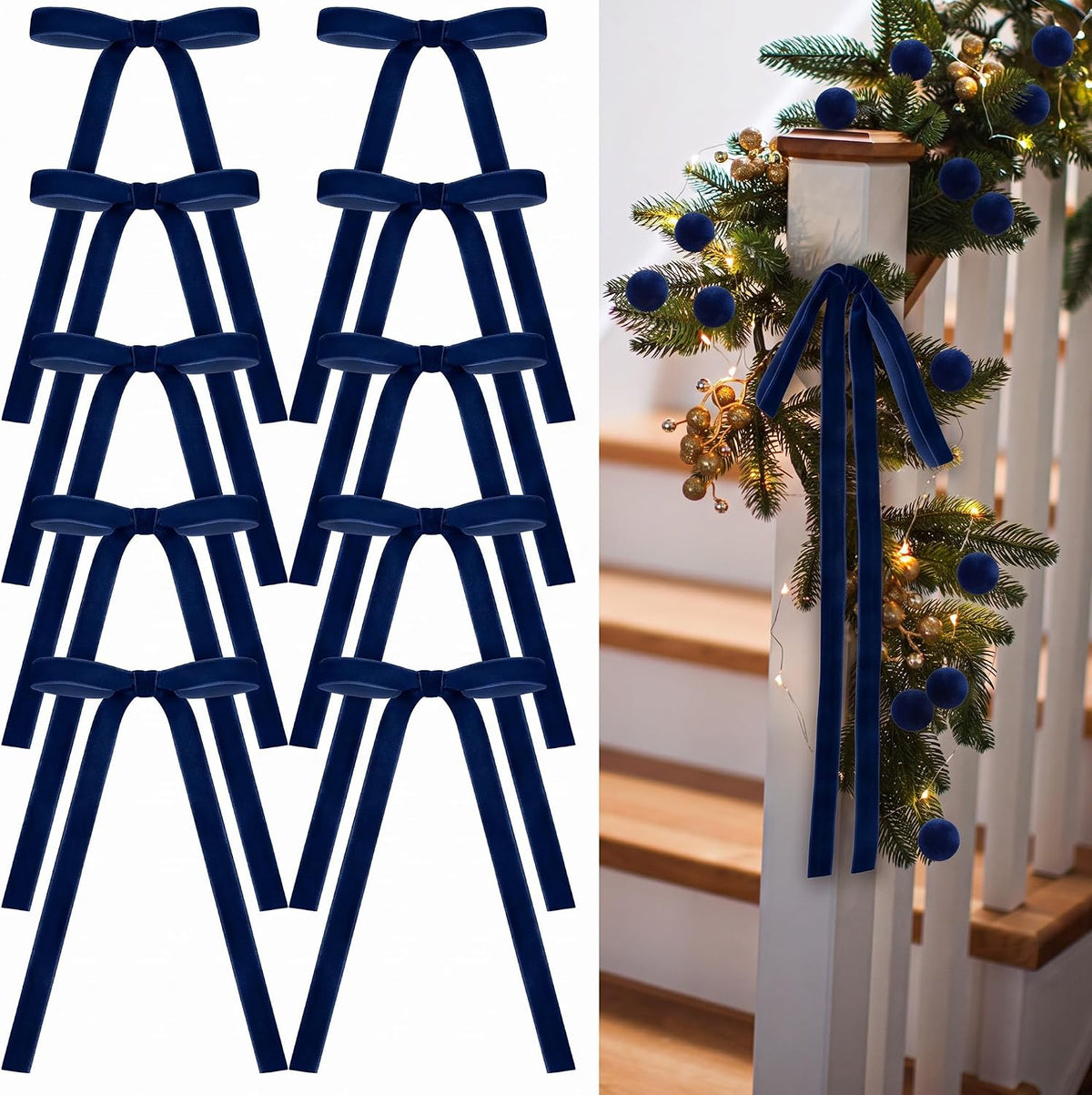 Glitinsel 24 Pcs Velvet Christmas Tree Bow, 10x18,1 w, Pastel | Vintage Christmas Ornaments Bow Velvet Ribbon Bows for Christmas Tree Garland Wreath Holiday Home Decorations