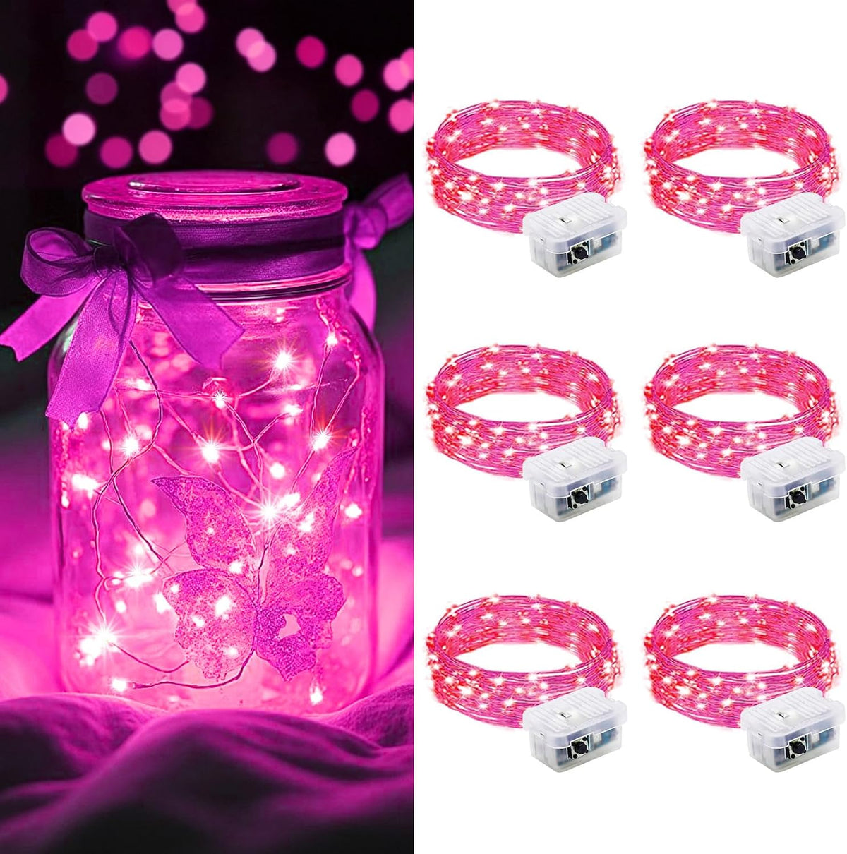 AIKEI 48 Pack LED Fairy Lights Battery Operated, Mini String Lights Waterproof 7 Feet 20 Led Firefly Starry Lighting for Wedding Party Bedroom Garden Halloween Christmas Decoration Colorful