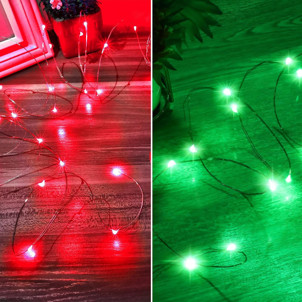 Ariceleo Red and Green Christmas 16ft LED Fairy Lights, Basic Bundle