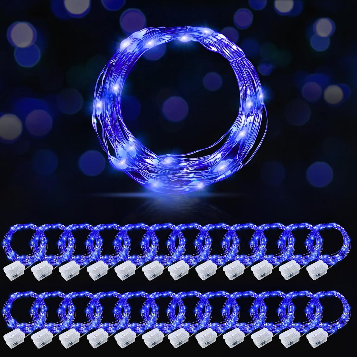AIKEI 48 Pack LED Fairy Lights Battery Operated, Mini String Lights Waterproof 7 Feet 20 Led Firefly Starry Lighting for Wedding Party Bedroom Garden Halloween Christmas Decoration Colorful