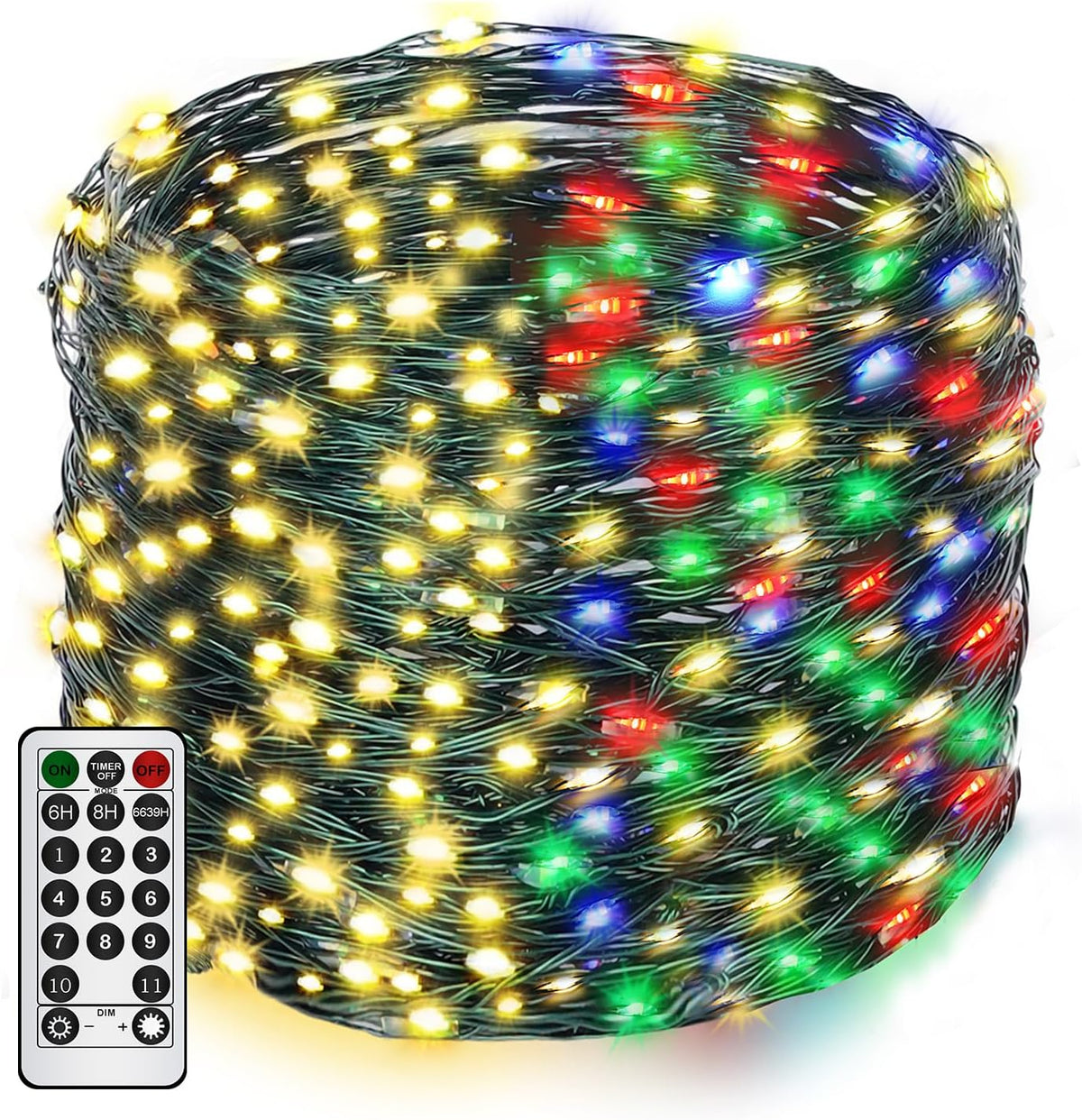 Outdoor Indoor String Lights Christmas - 300LED Warm White Fairy Lights | 99ft Green Wire Dimmable with Remote Control, Waterproof Fairy Light for DIY Christmas Tree Bedroom Patio Party Decor