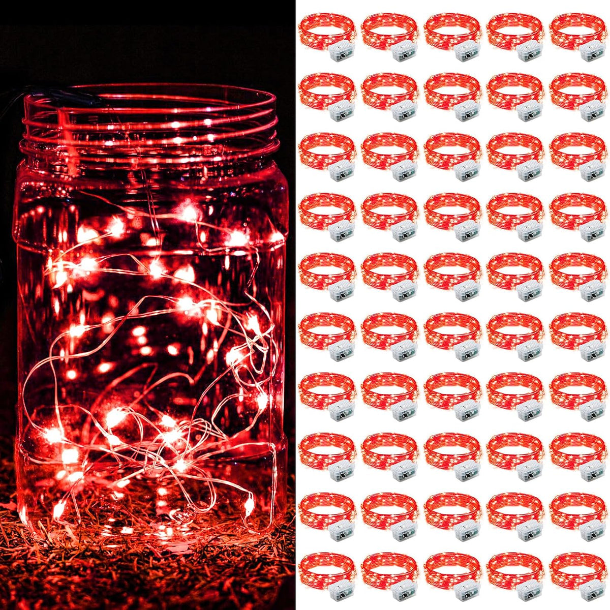 ZGWJ 24 Pack Multicolor Fairy Lights, Mini String Lights | Battery Operated 7 FT 20 LED Waterproof 3 Modes for DIY, Parties, Wedding, Halloween, Christmas Decoration