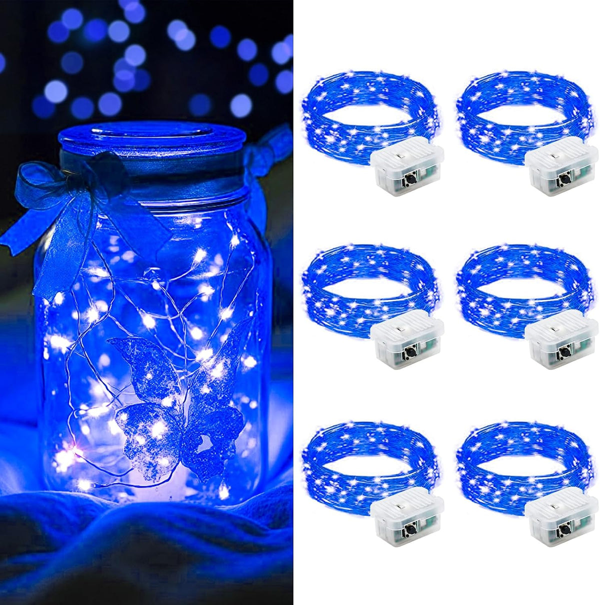AIKEI 48 Pack LED Fairy Lights Battery Operated, Mini String Lights Waterproof 7 Feet 20 Led Firefly Starry Lighting for Wedding Party Bedroom Garden Halloween Christmas Decoration Colorful