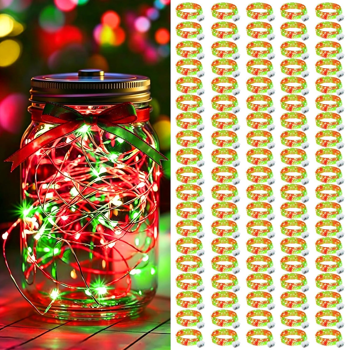 AIKEI 48 Pack LED Fairy Lights Battery Operated, Mini String Lights Waterproof 7 Feet 20 Led Firefly Starry Lighting for Wedding Party Bedroom Garden Halloween Christmas Decoration Colorful