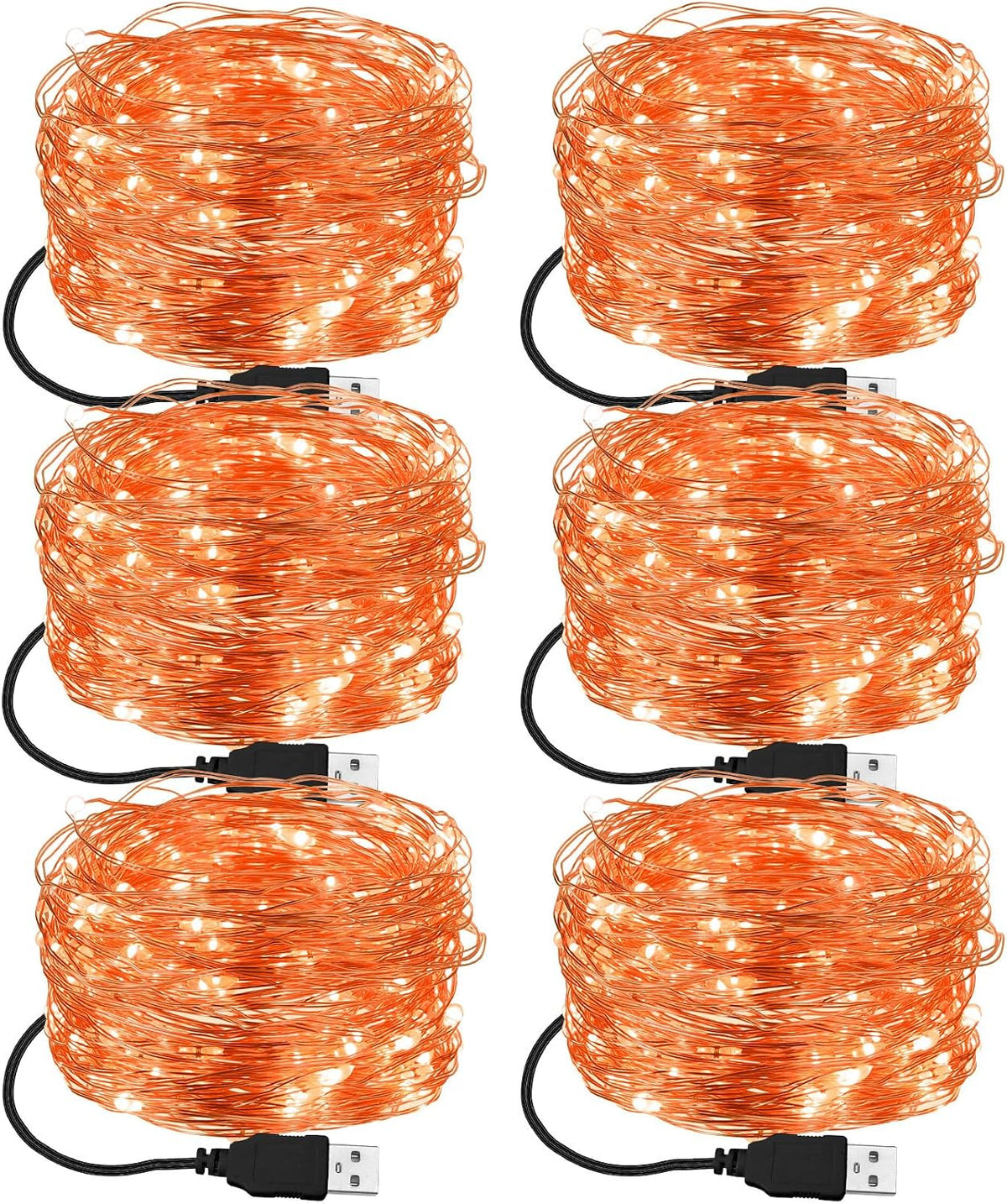 Macarrie 18 Pcs USB Fairy Lights 16 ft 50 LED String, Warm White, Black USB | Silver Wire for Christmas Halloween Bedroom Party Wedding Garden, Xmas Indoor Outdoor Decor, USB Plug and Play Power