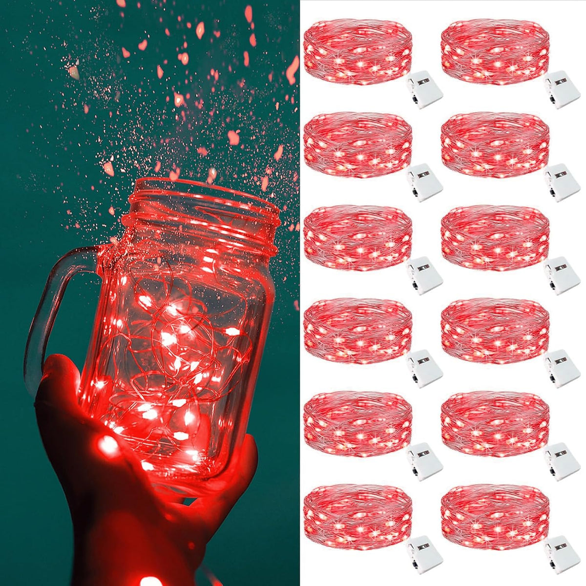 ZGWJ Fairy Lights Battery Operated, 50 Pack Twinkle String Lights 20 LED 7FT 3 Lighting Modes for Bedroom Decor, Easter, Halloween, Christmas, Party Indoor and Outdoor Decoration Colorful