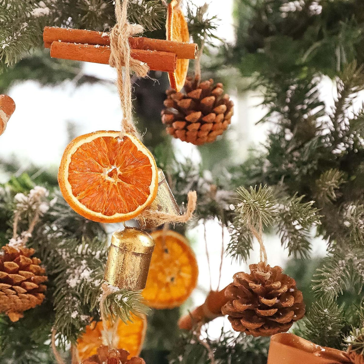 Christmas Decorations - 36Pcs Natural Orange Slices Cinnamon Pinecones | Set with Jute Hangers Unique Craft Ornaments Bulk for Xmas Tree Holiday Farmhouse Rustic Decor Indoor