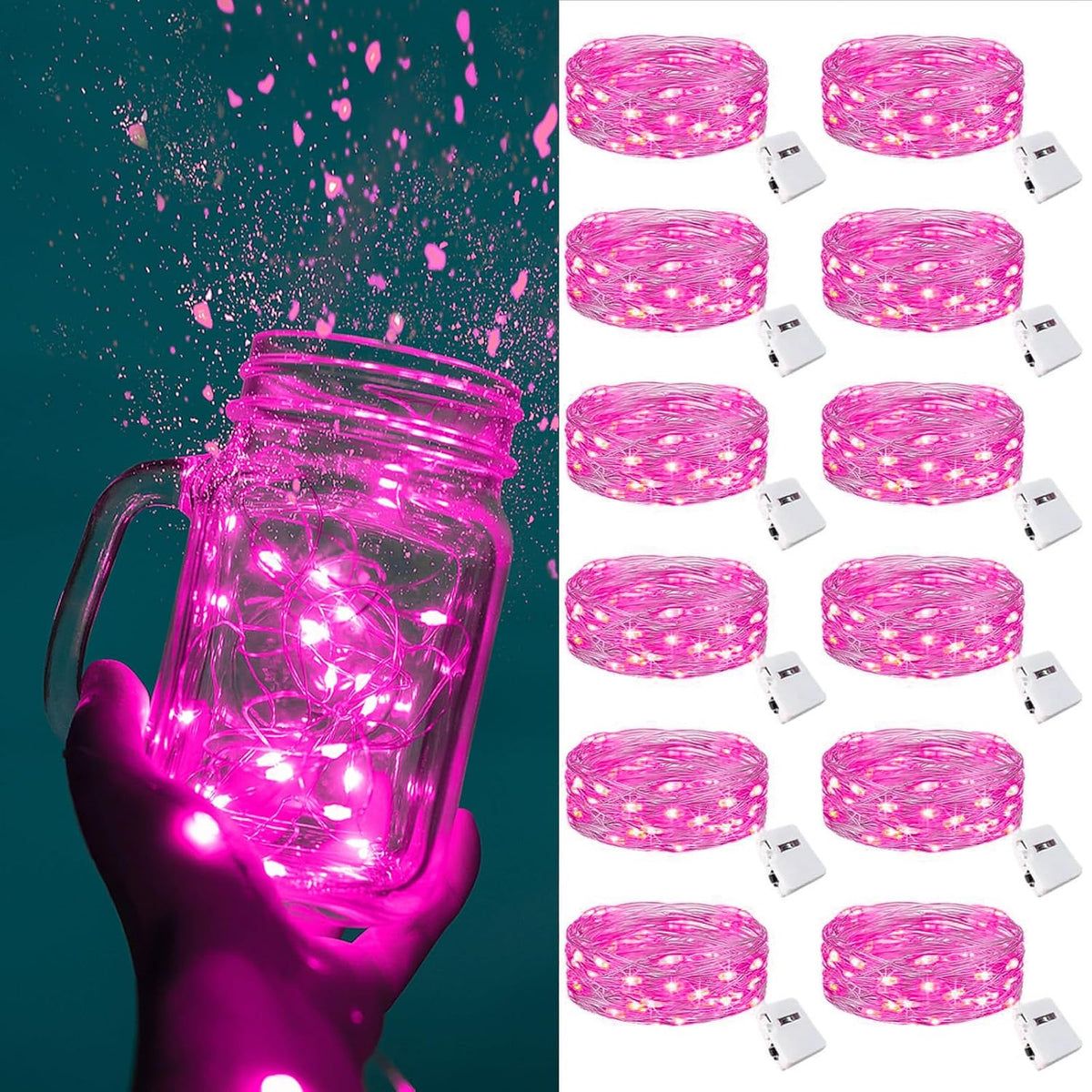 ZGWJ Fairy Lights Battery Operated, 50 Pack Twinkle String Lights 20 LED 7FT 3 Lighting Modes for Bedroom Decor, Easter, Halloween, Christmas, Party Indoor and Outdoor Decoration Colorful