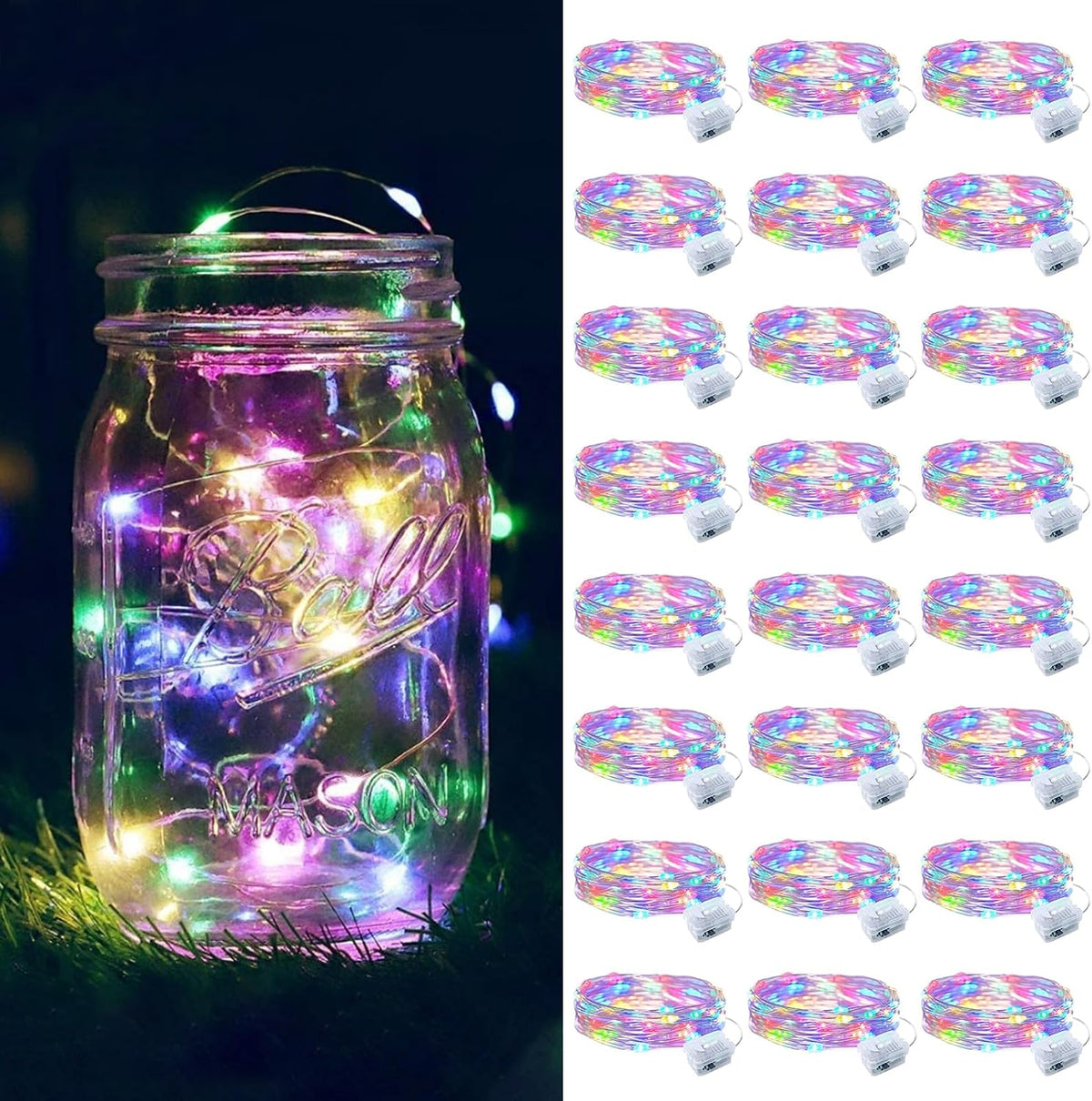 ZGWJ 24 Pack Multicolor Fairy Lights, Mini String Lights | Battery Operated 7 FT 20 LED Waterproof 3 Modes for DIY, Parties, Wedding, Halloween, Christmas Decoration