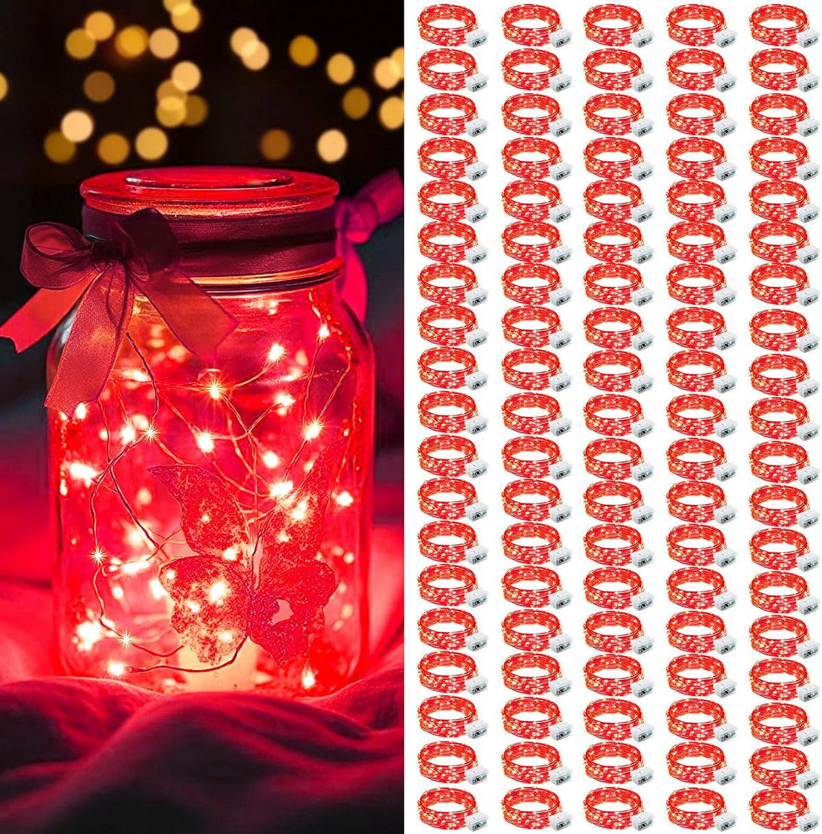 AIKEI 48 Pack LED Fairy Lights Battery Operated, Mini String Lights Waterproof 7 Feet 20 Led Firefly Starry Lighting for Wedding Party Bedroom Garden Halloween Christmas Decoration Colorful