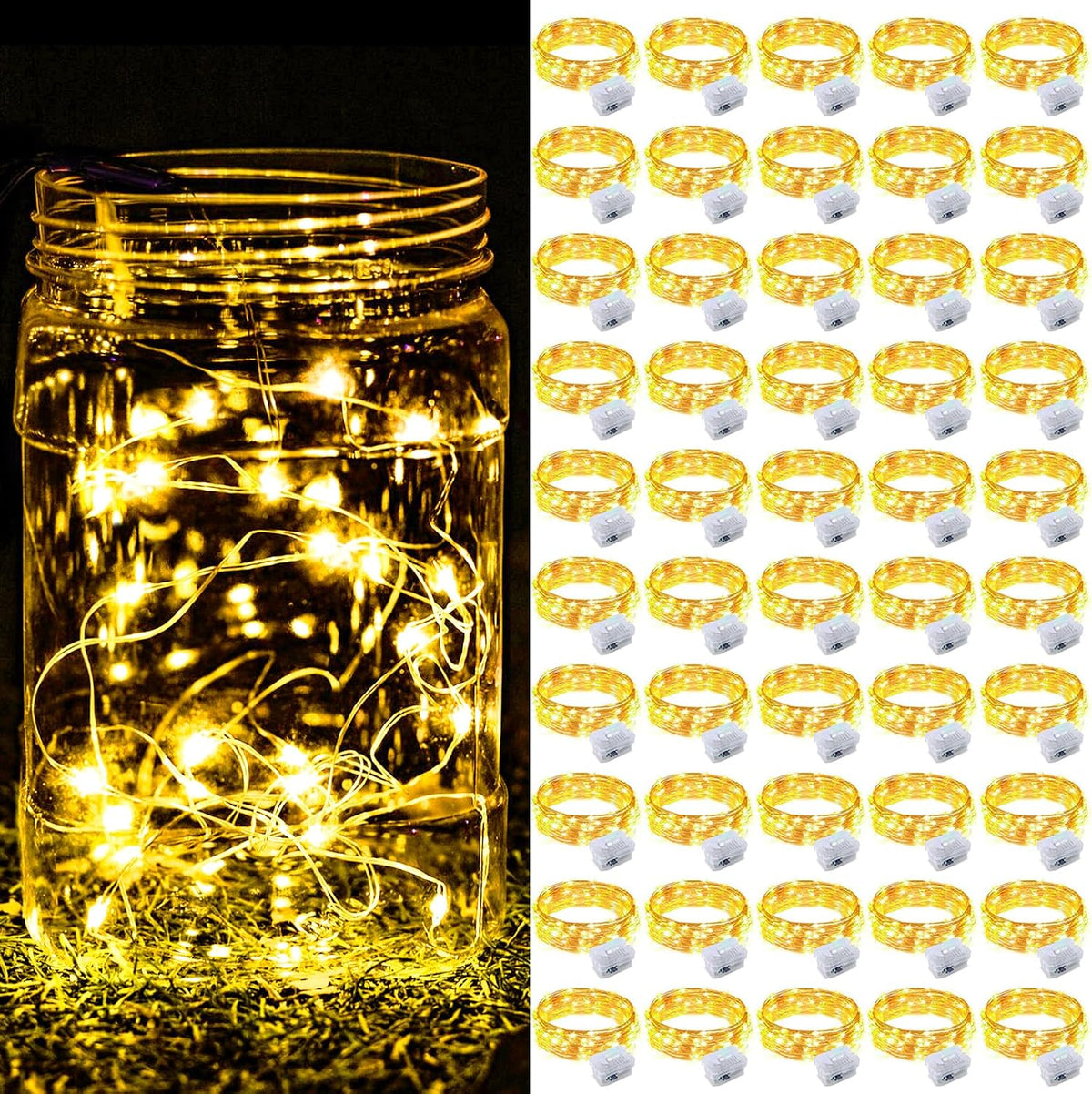 ZGWJ 24 Pack Multicolor Fairy Lights, Mini String Lights | Battery Operated 7 FT 20 LED Waterproof 3 Modes for DIY, Parties, Wedding, Halloween, Christmas Decoration
