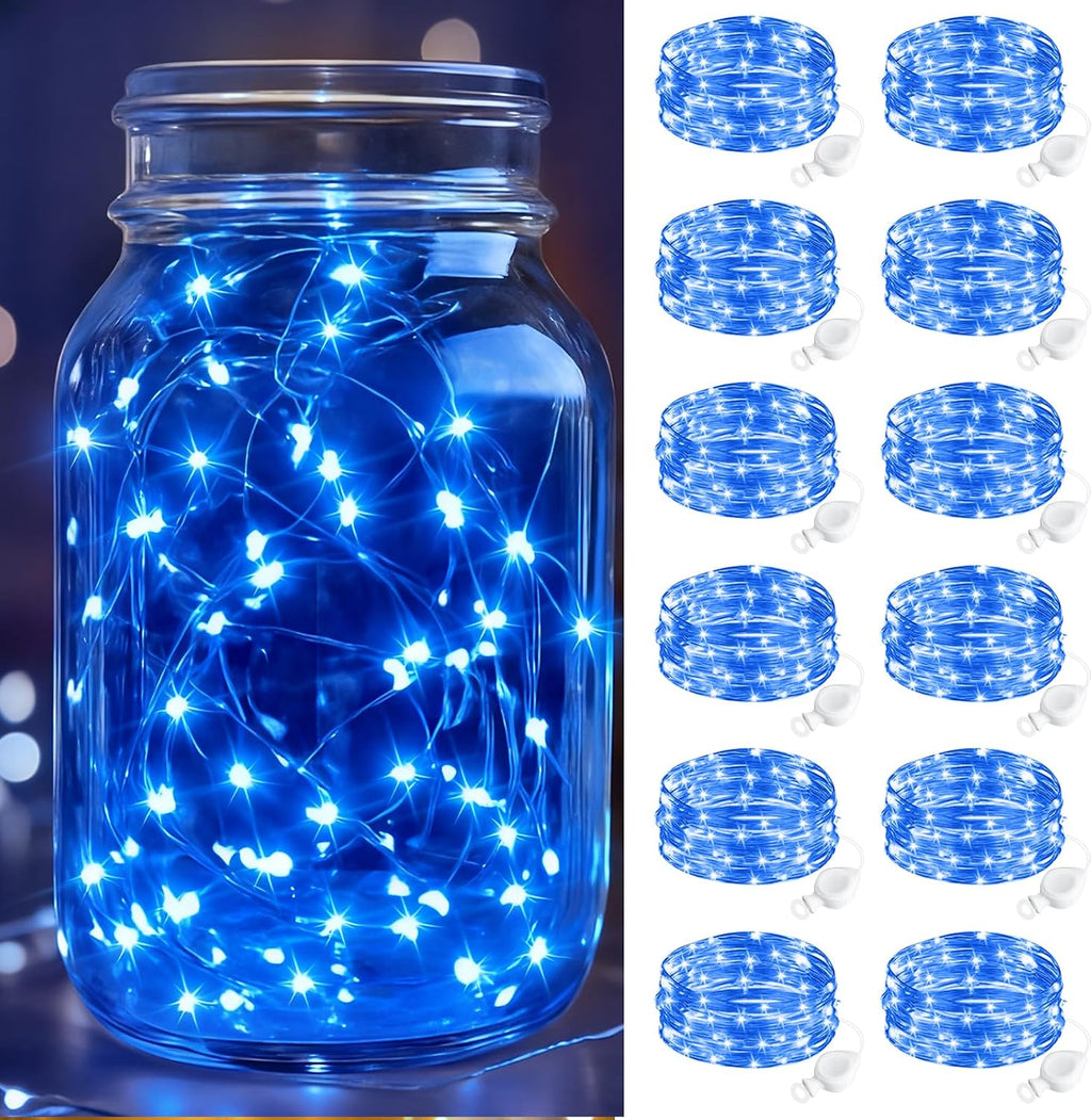 btfarm 100 Pack Fairy Lights Battery Operated, 7FT 20 LED Mini String Lights Waterproof Silver Wire for Mason Jars Centerpiece Table Crafts Bedroom Christmas Decoration, Warm White